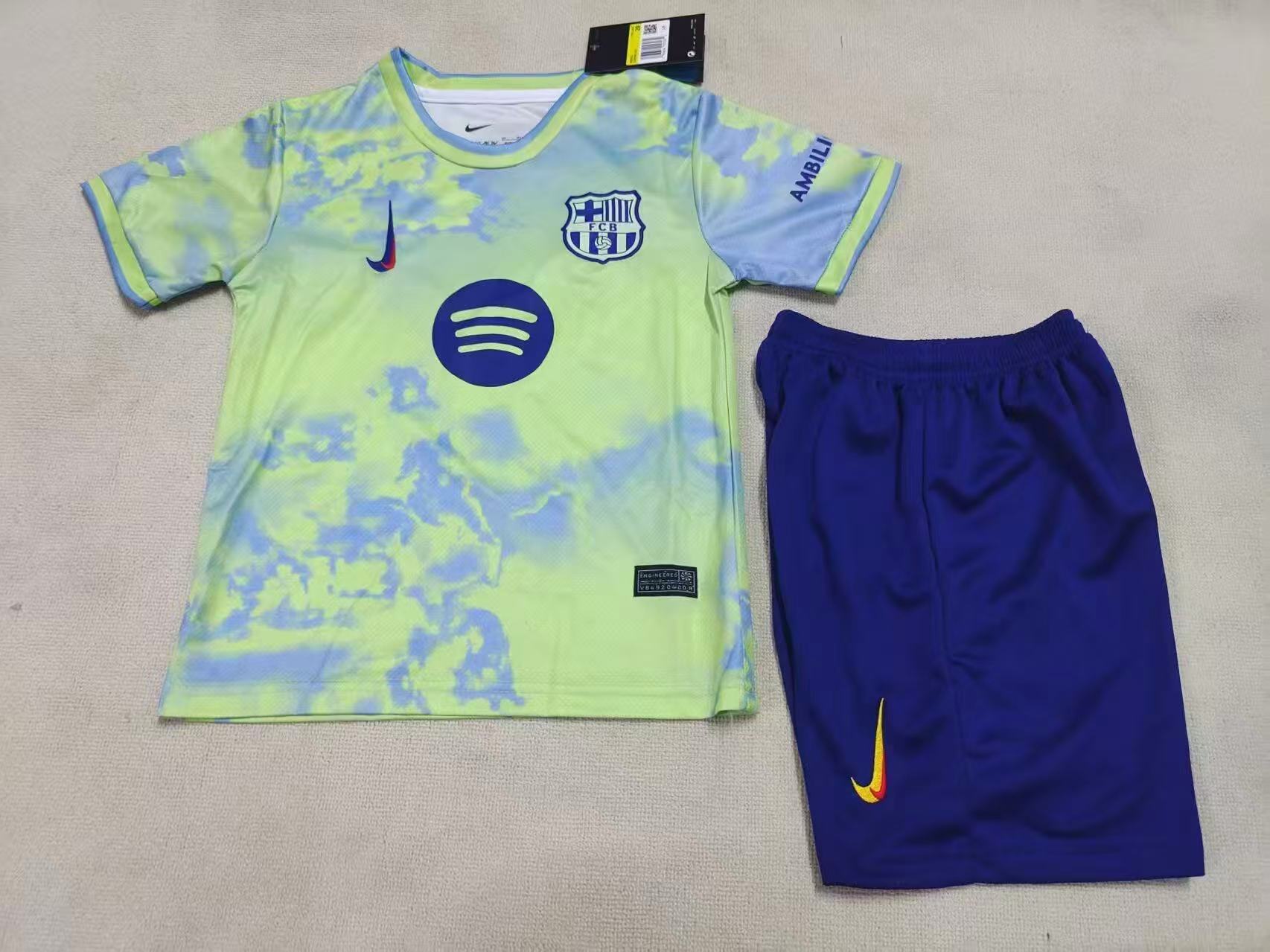 25-26 FC Barcelona  Home Kids Size - Green Special Premium Kit